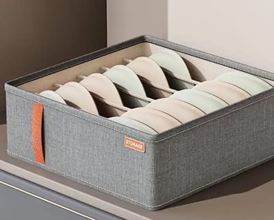 Without Lemon - Set van 2 - BH's Organizer - 6 vakken - Opberger - Verdeler - Lade - 32x32x11CM - Licht Grijs