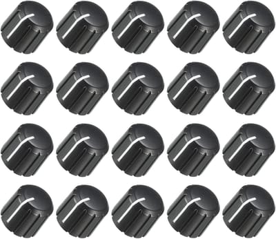 Knoppen voor Potentiometers, 20 Stuks, Knurled Shaft Inserts, D-Type Schakelknoppen voor Audio Apparatuur - 15 x 13.5 mm/6 mm/Zwart en Wit, Ideaal voor DIY Projecten en Elektronische Toepassingen