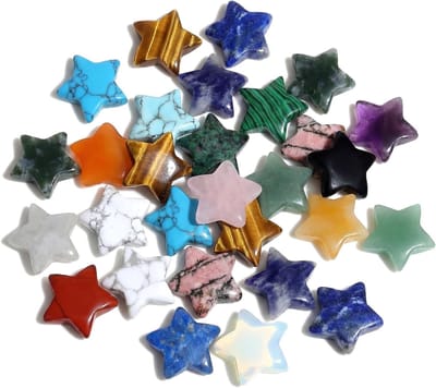 Set van 24 Geluksstenen: Polished Natuurlijke Sterren van 18 mm voor Decoratie, Adventskalender en Kleine Cadeaus voor Vrouwen