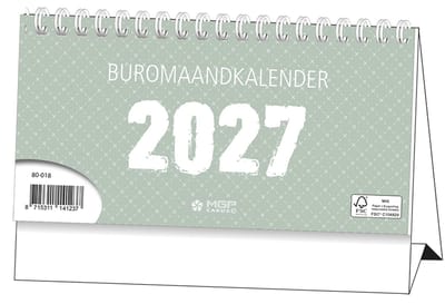 MGPcards - Buro maandkalender 2027 - Desk planner - Bureau kalender - Groen