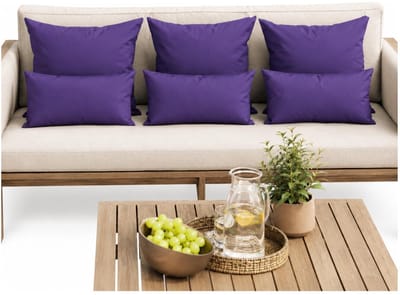 Anna Collection Bank/tuin kussens set - binnen/buiten - 6x stuks -paars - In 2 formaten laag/hoog