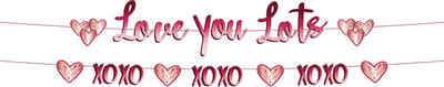 Folat - Letterslingers 'Love You Lots' - 14 x 150 cm - 2 stuks - Valentijnsdag versiering - Valentijnsdag cadeau - valentijnsdag