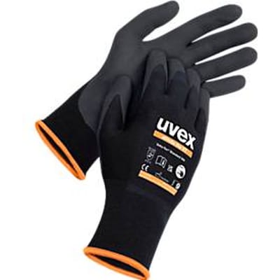 Beschermende handschoen Uvex athletic lite xt, 10 paar, EN 388, hittebescherming tot 100°C, geschikt voor aanraakschermen, microfoam coating, zwart, maat 6