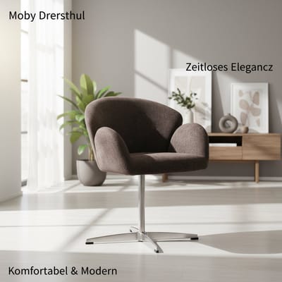 OKWISH Eetkamerstoel 64 x 64 x 78 cm - 360 Graden Draaibaar En Ergonomisch - Voor Eetkamer Of Werkkamer - Stof En Metaal - Bruin