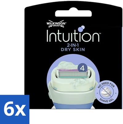 6 x Wilkinson Sword - Navulmesjes - Intuition Mesjes Dry Skin - Verzachtend - 3 mesjes - Scheermesjes - Droge Huid - Scheermes - Scheerapparaat - Wilkinson Intuition