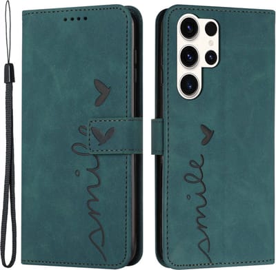 Coverup Hoesje - Geschikt voor Samsung Galaxy S24 Ultra Hoesje - Coverup Smile Book Case - Groen