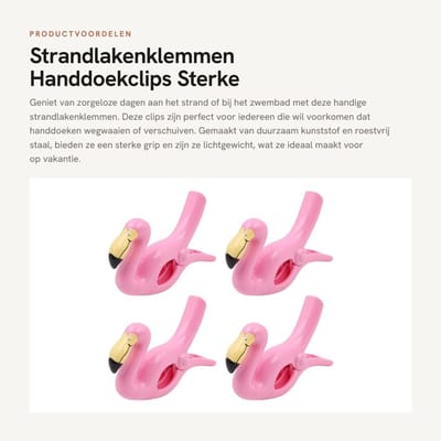 Dailygoods- Strandlakenklemmen 4 Stuks - Duurzaam Kunststof/Roestvrij Staal - Lichtgewicht - Sterke Grip - Voor Strandstoel/Zwembad - Handdoekclips