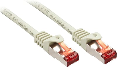 LINDY 47347 RJ45 Netwerkkabel, patchkabel CAT 6 S/FTP 7.50 m Grijs Verdraaid, PVC-mantel, Snagless, Afgeschermd (dubbel), Vergulde steekcontacten 1...