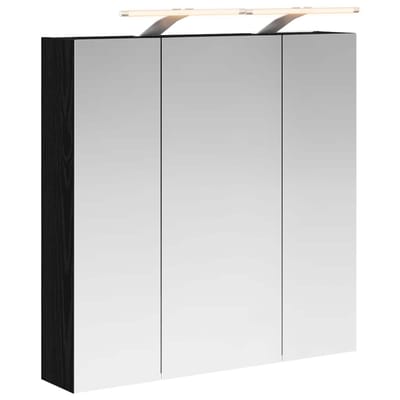 vidaXL - Badkamerspiegelkast - Zwart - eiken - 70 - x - 14,5 - x - 70 - cm - Bewerkt - hout