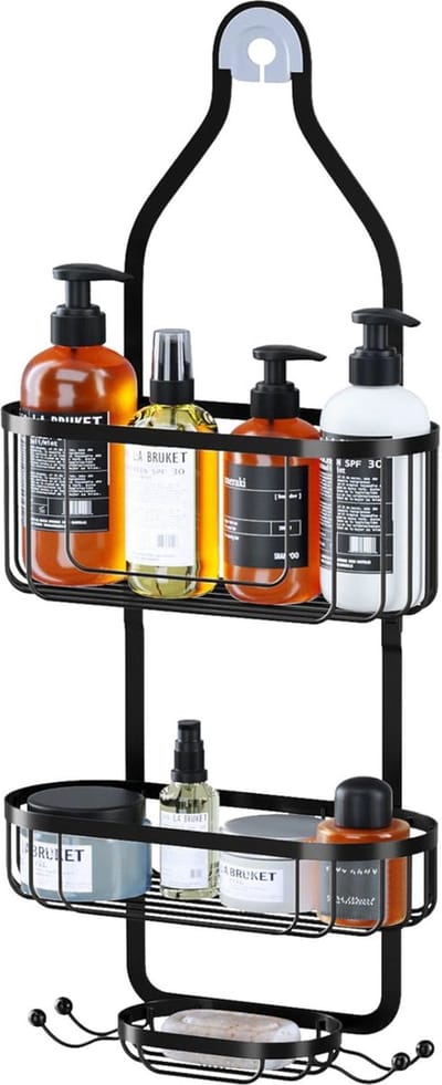 BOTC Doucherek - Zonder boren - doucherek hangend – badkamer organizer – douche organizer - doucherekje - Zwart