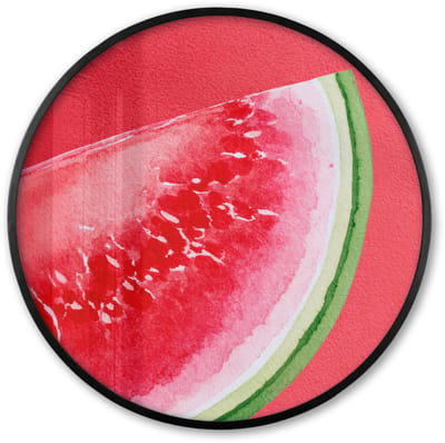 Poster in lijst Rond - Fotolijst 60x60 cm - Posters - Watermeloen - Rood - Zomers - Ronde posterlijst zwart - Decoratie - Wanddecoratie woonkamer - Muurdecoratie slaapkamer