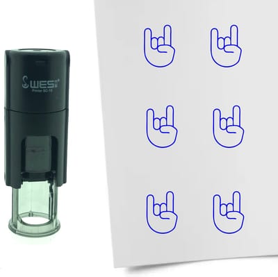 CombiCraft Stempel Metal horn / Rock 10mm rond - Blauwe inkt