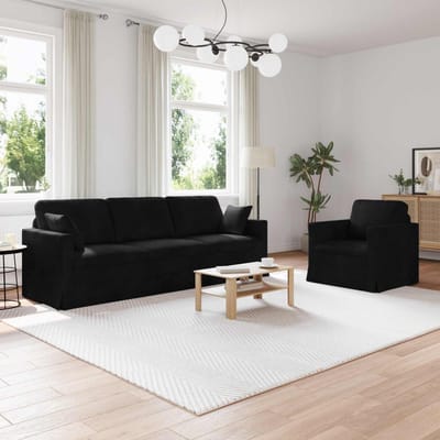 vidaXL - Bankstel - 2 - st - Zwart - Fluweel