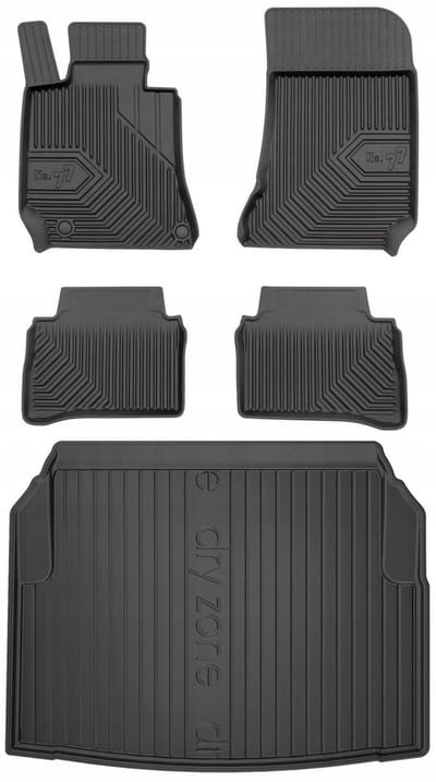 Frogum No.77 Automatenset + Dry Zone Kofferbakmat - Geschikt voor Mercedes-Benz E-Klasse W212 Sedan (2009-2016) - Complete Set - Perfecte Pasvorm - TPE Rubber - 4 cm Hoge Rand - Geurloos - Zwart