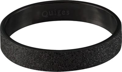 Quiges Stapelring Dames - Vulring Glitter - RVS Zwart - Maat 19 - Hoogte 4mm