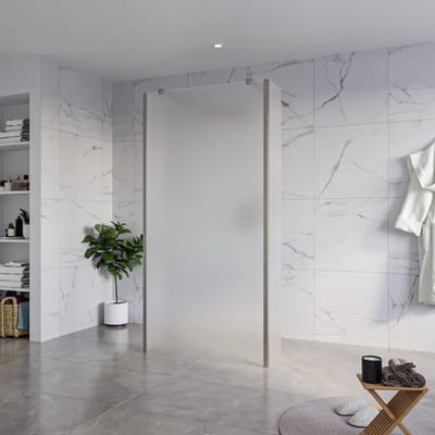 FugaFlow Eccelente Vetro Vrijstaande inloopdouche badkamer - 100x200cm - Glas mat - antikalk - 8mm veiligheidsglas - 2 zijwanden 30cm - met wandarmen en hoekprofielen - Gunmetal -
