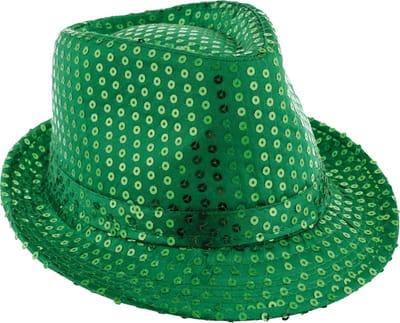 Funny Fashion Trilby hoedje - groen - glitter - pailletten - polyester - heren/dames - Carnaval - glitterhoed