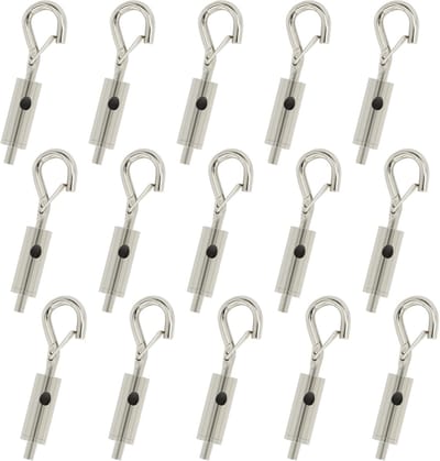 Set Van 15 Spanschroeven met Haak - Spanschroef met Haak en Oogje - Ontwerp met Kogelvergrendeling - Draagbare - Voor 1/16"–3/32" Gegalvaniseerde / 304 / 316 - Op Spanning Brengen Van Kabels, Touw en Kettingen