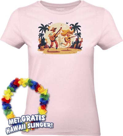 Dames t-shirt Hippies Tropical | Toppers in Concert 2024 | Club Tropicana | Hawaii Shirt | Ibiza Kleding | Lichtroze Dames | maat XS