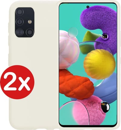 Hoesje - 2 Stuks - Geschikt voor Samsung Galaxy A51 - Sterk & Shockproof - Telefoonhoes - Back Cover - Case Siliconen - Telefoon Hoes - Wit