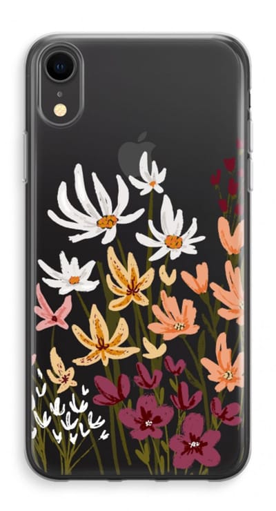 Case Company® - Hoesje geschikt voor iPhone XR hoesje - Painted wildflowers - Soft Cover Telefoonhoesje - Bescherming aan alle Kanten en Schermrand