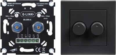 Q-Link Duo dimmer afdek zwart led rc dws 2-200w