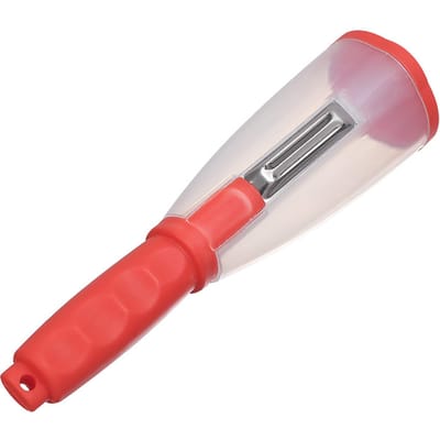 Groenteschiller Opbergtype Huishoudelijk Roestvrijstalen Groenteschiller met OpbergkokerRood rood
