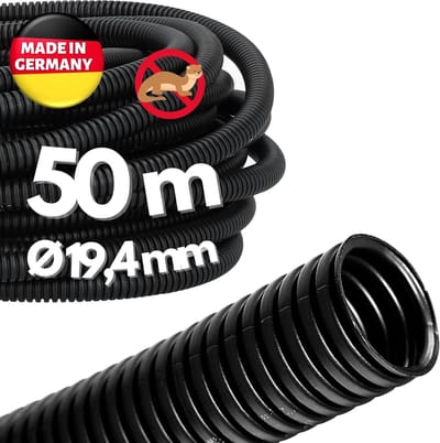 50 meter Kalitec ribbelbuis gesloten NW 19 I ribbelslang zonder gleuf I marterbeschermingsbuis I lege buis I kabelbescherming AD 24 mm ID 19,4 mm