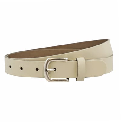Landley Dames Riem Leer Creme / Beige – Breedte 3 cm – Leren Vrouwen Riem - Lengte totaal 130 cm / Riemmaat 115