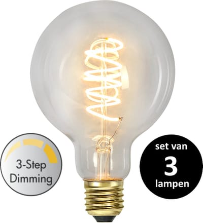 3 standen led lamp - E27 - 4W - set van 3