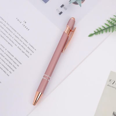 Stylo bille 2-en-1 en métal or rose avec encre noire 1,0 mm pour appareils à écran tactile Rentrée scolaire Rose Gold noir