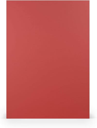 PAPERADO Knutselkarton, DIN A4, geribbeld rood, 220 g/m², dik knutselpapier, 29,7 x 21 cm, schilderen, perfect knutselkarton, PAK VAN 50 VELLEN
