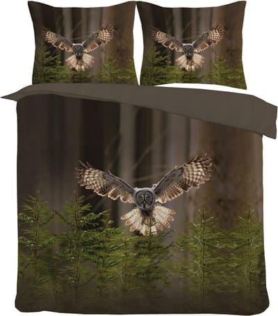 Dekbedovertrek Set-Vliegende-UIL-Taupe -Tweepersoons -200x200/220cm + 2 kussenslopen 60x70cm
