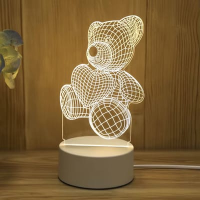 3D illusie LED lampje - Teddybeer - Beer - Warm licht - USB Stekker - Tafellamp - Sfeerlamp - Bureaulamp - Nachtlamp - Cadeautje - Kinderlamp - Decoratie - Geboorte - Verjaardag - Valentijn