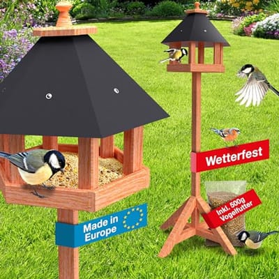 Vogelhuisje met Standaard - Weerbestendig en Duurzaam met Premium Vogelvoer - Zeshoekig en Robuust