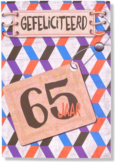 Hoera 65 Jaar! Luxe verjaardagskaart - 12x17cm - Gevouwen Wenskaart inclusief envelop - Leeftijdkaart