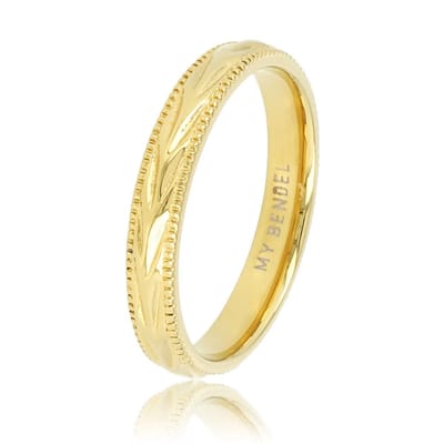 My Bendel - Ring Goudkleurig met Blad Motief - 3.5 Mm - Goudkleurige Ring met Bladmotief - 3,5 Mm - Verkleurt Niet - met Luxe Cadeauverpakking | Sieraden Voor Dames | Maat 20.00 Mm / Maat 63