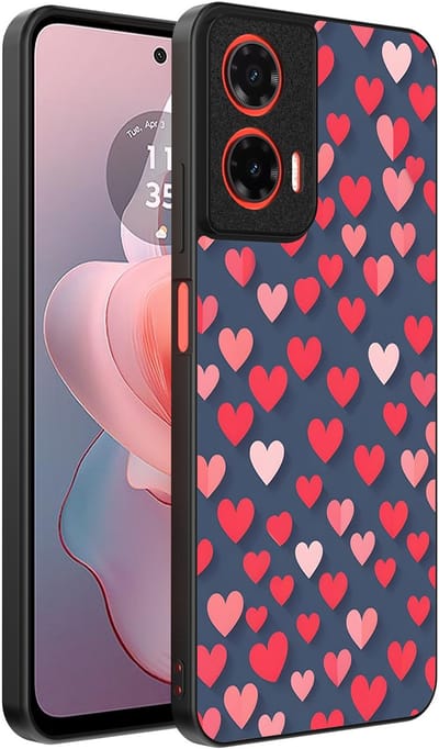 Smartphonica Telefoonhoesje Geschikt voor Motorola Moto G Power 2024 met Roze en Rode Hartjes Opdruk - TPU Backcover Case With Rosé and Red Heart Design geschikt voor Motorola Moto G Power 2024