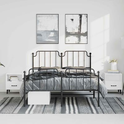 vidaXL - Bedframe - met - hoofd- - en - voeteneinde metaal - zwart - 183x213 - cm