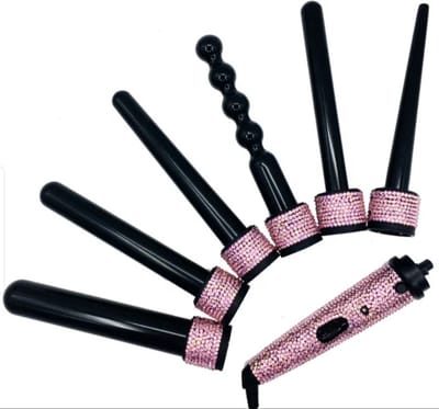 DAKANNA® - Krultang - Haar Kruller - Curling Iron - Grip - Glitter - Kristallen - Roze - Keramiek - Strass Steentjes - Duurzaam - Diamant - 6 in 1
