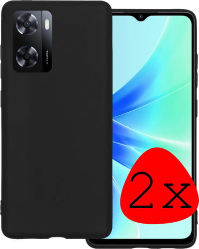 Hoesje 2 Stuks - Geschikt voor OPPO A57s - Sterk & Shockproof - Case Siliconen - Back Cover - Telefoon Hoes - Zwart