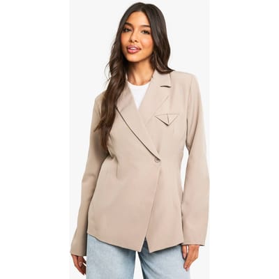 boohoo Dames Pocket Detail Structured Blazer | Taupe | Maat: 36