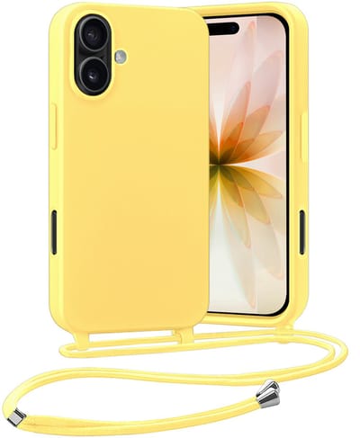 Hoesje Geschikt voor iPhone 17 Hoes Met Telefoonketting - Backcover Geschikt voor iPhone 17 Case Met Koord - Geel