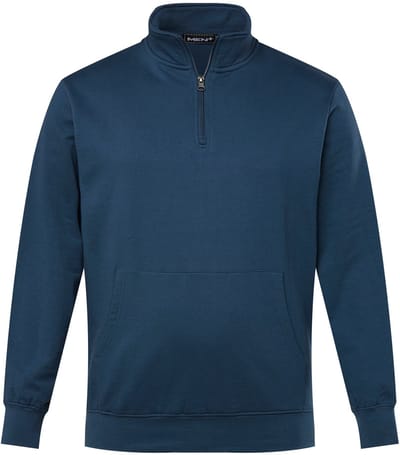 Men Plus - Heren - Sweat-troyer opstaande kraag rits - Diepzeeblauw - Maat 52+