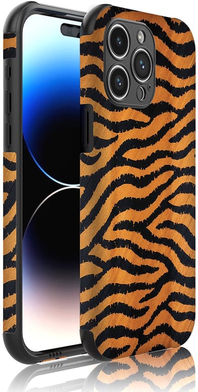 Smartphonica Telefoonhoesje Geschikt voor iPhone 14 Pro Max met Stootrand en Tijger en Panter opdruk - Backcover PhoneCase Tiger print geschikt voor iPhone 14 Pro Max