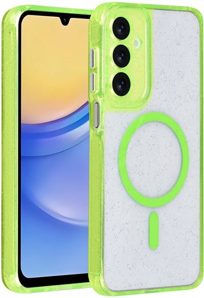TUNIQ telefoonhoesje voor Samsung Galaxy A15 5G - MagSafe met glitter - Groen
