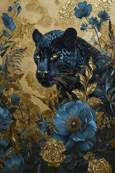 Glasschilderij Blauwe panter - met 3D reliëf 80x120cm