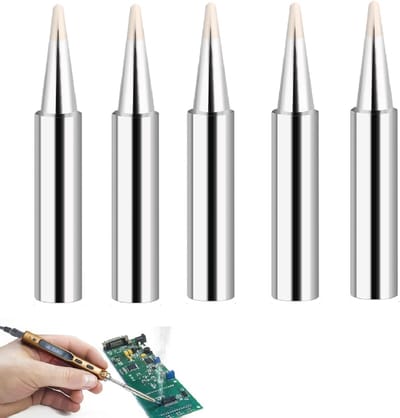 Interchangeable soldeertips van koper en nikkel, 5 stuks, geschikt voor soldeerwerkzaamheden en soldeertools