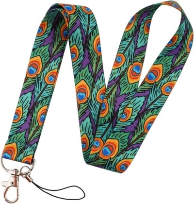 Travel Cords - Keycord Pauwenveren Paars - stevig lanyard - sleutelhanger - sleutelkoord - met telefoonkoord - sleutels