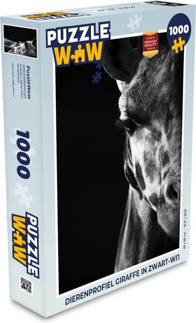 Puzzel Dierenprofiel giraffe in zwart-wit - Legpuzzel - Puzzel 1000 stukjes volwassenen